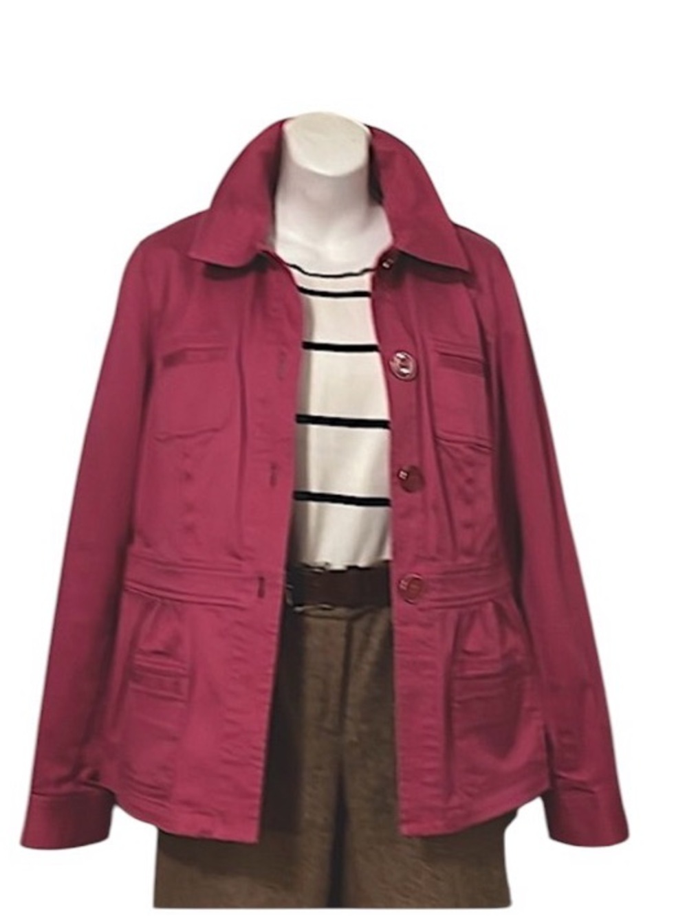 Charter Club Women’s Dark Pink Short Lightweight Trench Coat Jacket M
